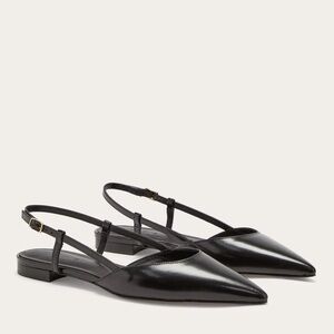 Everlane Black Leather Studio Slingback Flats
